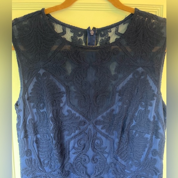 Tadashi Shoji Blue Lace A Line Fit and Flare Dress Size 10 - Picture 5 of 7
